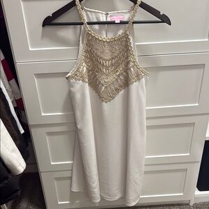 Lilly Pulitzer White Dress with Gold Accents